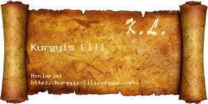 Kurgyis Lili névjegykártya